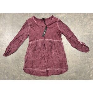 NWT Charlie B Boho Blouse Womens Medium Soft Top Burgundy Viscose Made In Italy